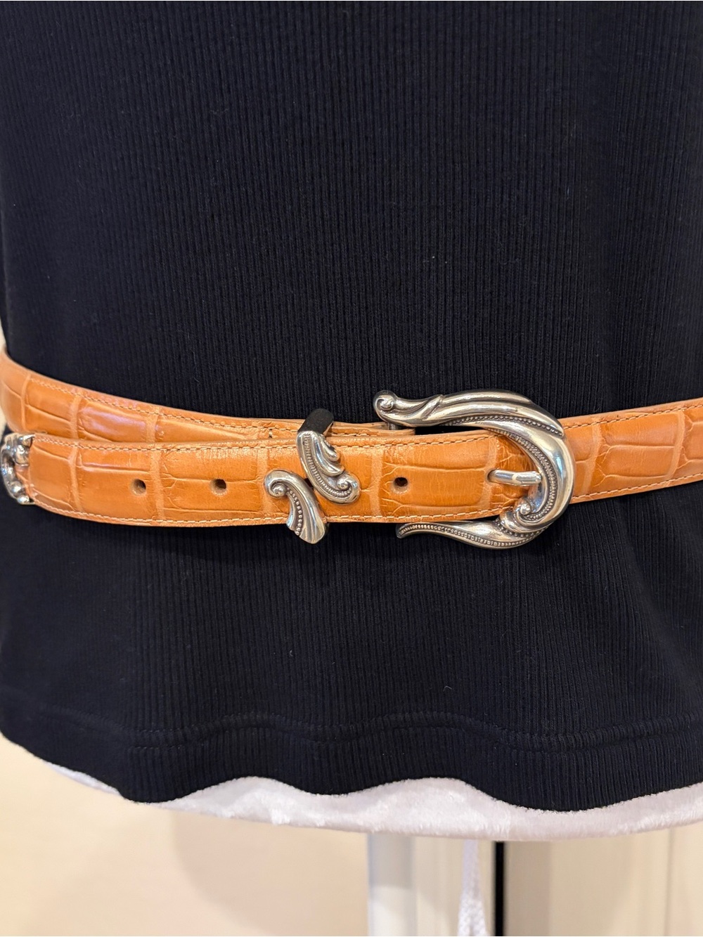 Vintage Coldwater Creek Croc-Embossed Leather Belt – Like New
